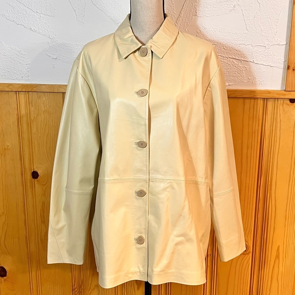 Holzweiler Flora Creamy Yellow Leather Jacket Sz-M - Picture 2 of 12